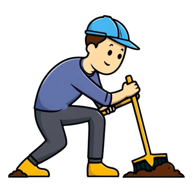 man digging with a shovel sticker
