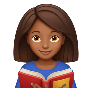 Pretty black girl with brown eyes and brown hair reading a romantic book sticker