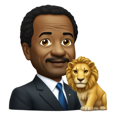 Paul biya sur un lion sticker