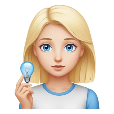 A blonde girl with blue eyes came up with an idea sticker