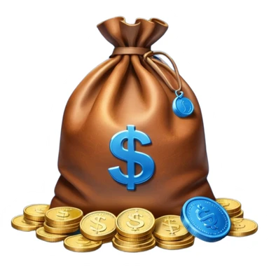 money bag on top of blue coins stack sticker