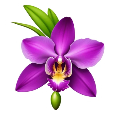 single purple Dendrobium Orchid flower, stem sticker
