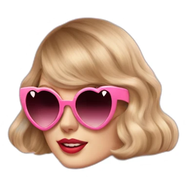 taylor swift wearing pink fur coat and heart shaped sunglasses sticker
