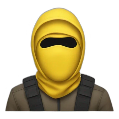 Guy wearing a yellow balaclava sticker