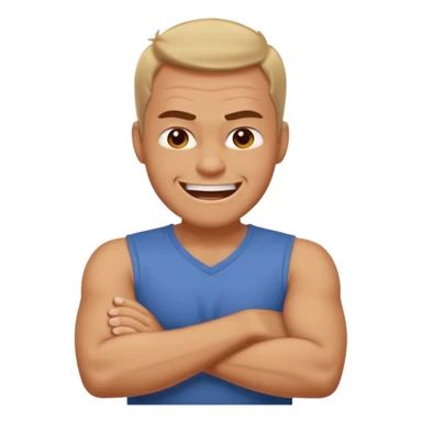 arms crossed around neck angry laughing guy sticker