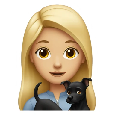 A girl with a black dog sticker