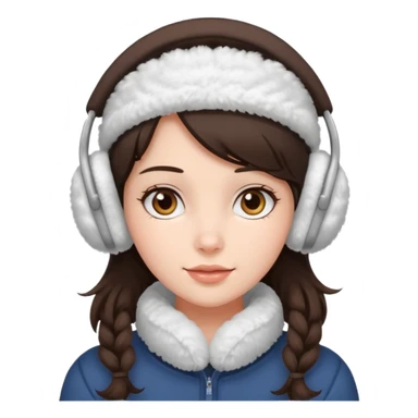 pretty brunette girl wearing cozy winter white earmuffs sticker