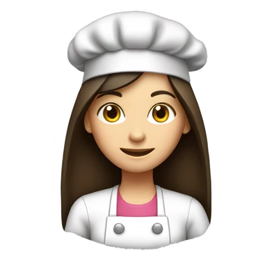 Brunette long straight hair girl making dinner in a cook hat sticker