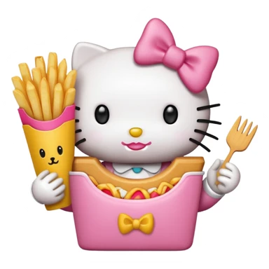 Hello Kitty with McDonalds fries sticker