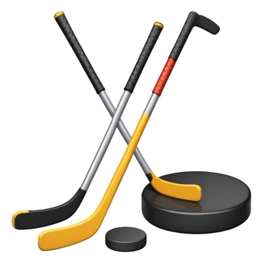 two hockey sticks crossing and a puck like the original apple hockey stick emoji sticker