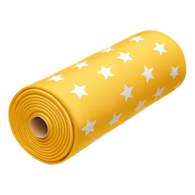 yellow roll of fabric with star pattern, smart fabric, high-tech textile sticker