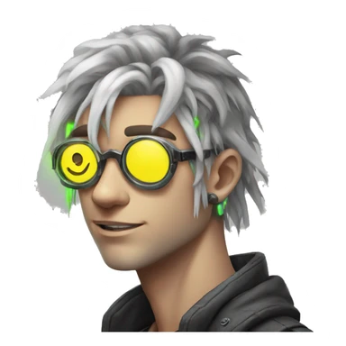 Anime gamer white guy cyberpunk neon sticker