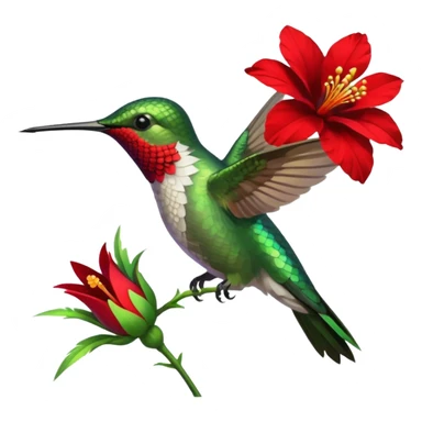 hummingbird drinking nectar from flower sticker