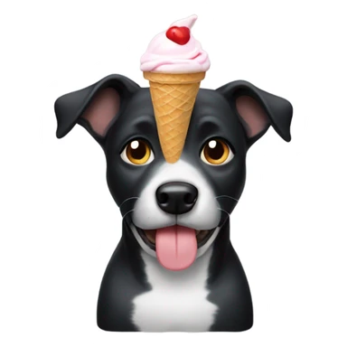 Black dog eating ice cream sticker