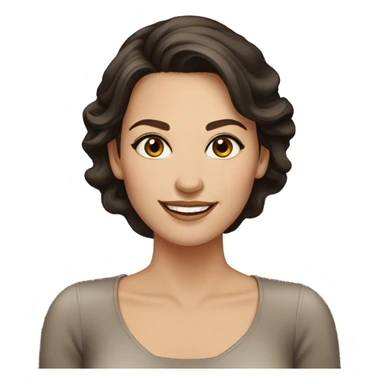 Smiling woman in her 30's, elegant style, dark brown hair, hazel eyes, fair skin tone sticker