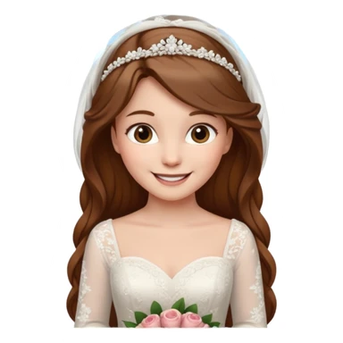 Chica blanca,pelo castaño y mondongos ,vestido novia, manga larga sticker