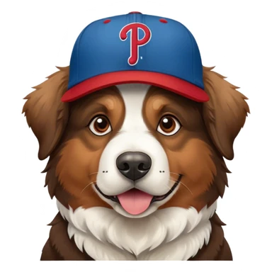 Bernie’s mountain dog wearing a Phillies baseball hat sticker