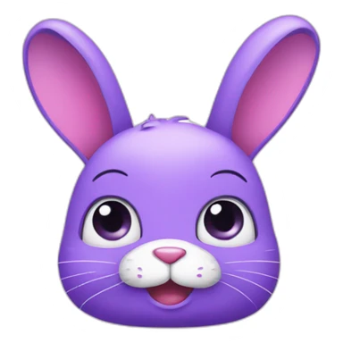 violet rabbit, eyes-hearts, cartoon style, cute sticker