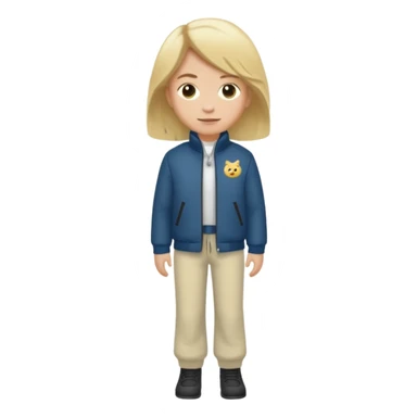 bitte mach mir ein typen der blond ist mit in einer 6pm jacke und eine weißen hose sticker