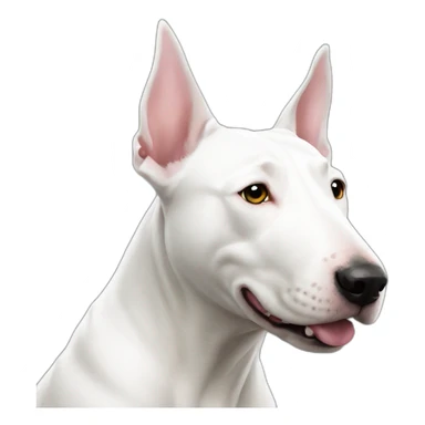 Completely White bull terrier with pointy ears sticker
