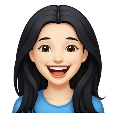 laughing girl with black long hair sticker