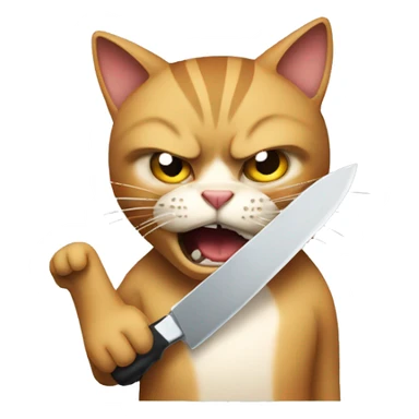 angry cat holding a knife sticker