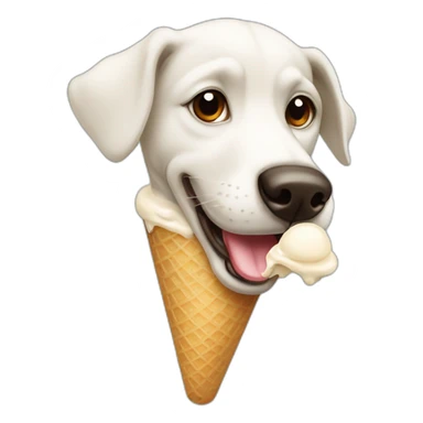dog licking a vanilla ice cream sticker