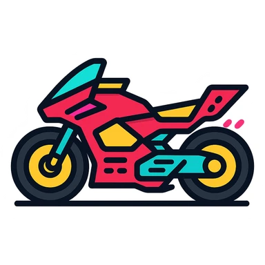 cyberpunk 2077 motorcycle with futuristic design and neon details, color outline style sticker