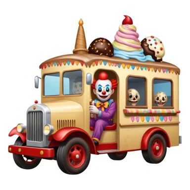 Crazy killer Clown’s Jenkins 4wd monster 1924 freight liner racing ice cream with chocolate, nuts and sprinkles dream house food truck  sticker