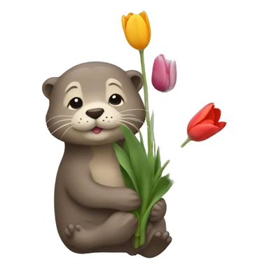 can you make an otter holding a tulip sticker