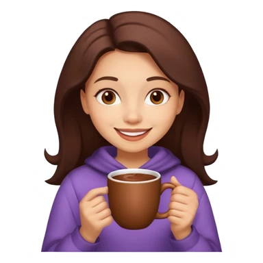 Home vibes, and girl with cacao in hands happy new year sticker