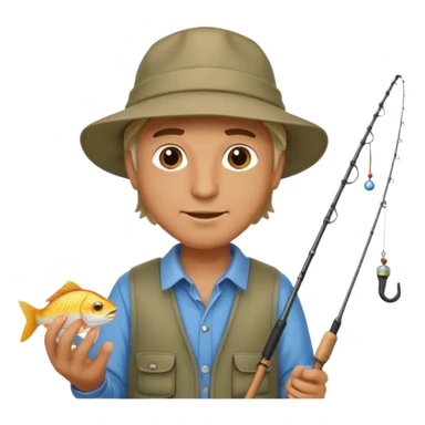 a man holding a fishing rod sticker