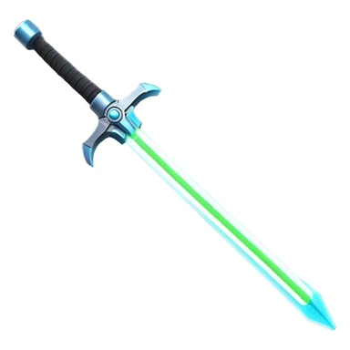 Clash of Clans aesthetic: Cinematic heroic light sabre Emoji, rendered in a 3D vector-style similar to standard emojis with minimal shading and bold, simplified shapes. A compact, vibrant energy blade with a neon-hued, glowing edge and futuristic hilt, softly glowing with a radiant cosmic charm. Simplified yet unmistakably iconic, highly detailed and consistent, glowing with a soft pulsating brilliance and high shine. Stylized with a touch of interstellar elegance and a soft glowing outline, capturing the essence of a legendary energy blade with a friendly, playful manner! sticker