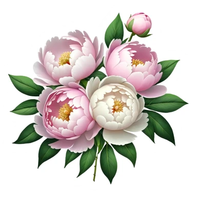 White and pink peonies  bouquet sticker