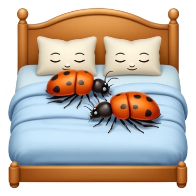Two bugs sleeping in bed together sticker