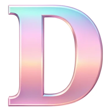 Iridescent pastel pink Font setting icon with letter D sticker