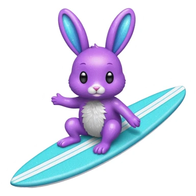 glitter purple cian bunny surf sticker