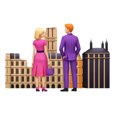 London Big ben and couple is seeing toward big ben and keep couple dress colourful pink,purple,orange,black and some lights sticker