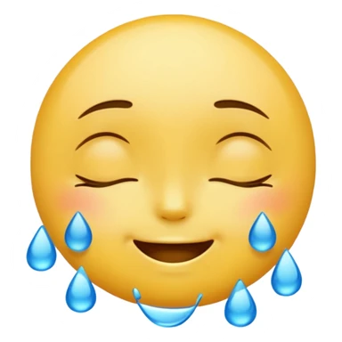 Yellow round emoji with closed eyes and a gentle smile—two wide, bright blue tears flow from under each eye. sticker