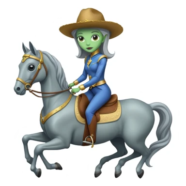 lady alien on horse sticker