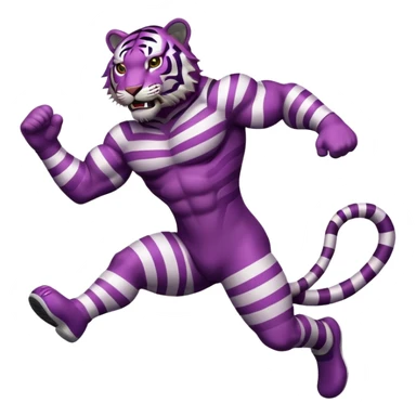 purple tiger with burgundy stripes jumping sticker