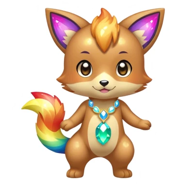 Cute Kawaii Chibi Anthro Sona Pretty Shiny Colorful Sparkly Fakemon Full Body sticker