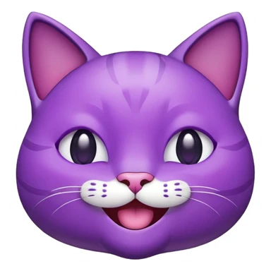 Happy gleeful purple emoji cat face with smiling closed eyes, enthusiastic, excited  sticker