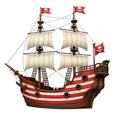 red and white lines pirate ships sticker