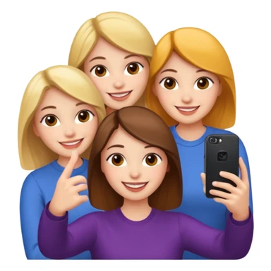 Three girls taking selfie sticker