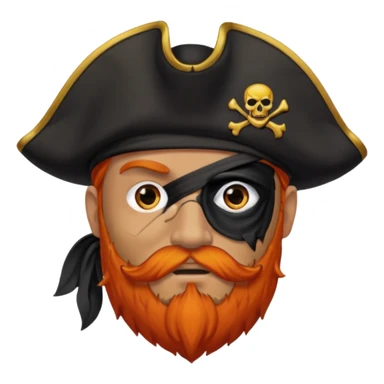 Pirata con un parche grande y negro que le cubra un ojo y con barba anaranjado sticker