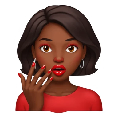 Big lips long nails bestie circle head biting her 1 nail sticker