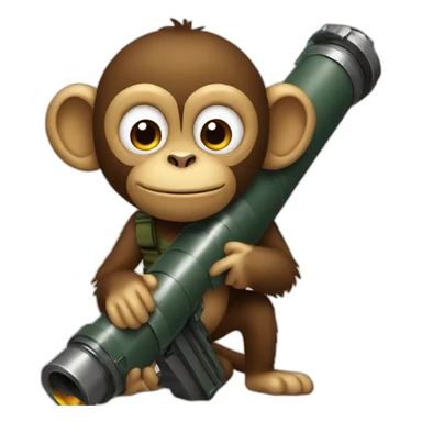 A monkey holding a bazooka sticker