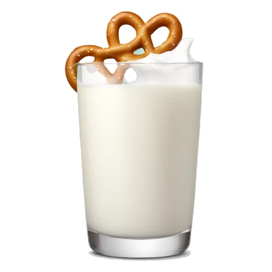 A glass of milk with a pretzel sticker