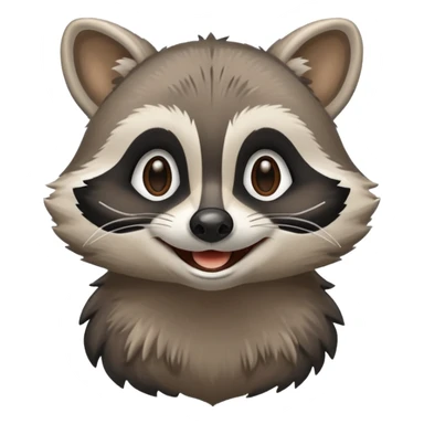 grey smiling raccoon, plain, no shadows sticker